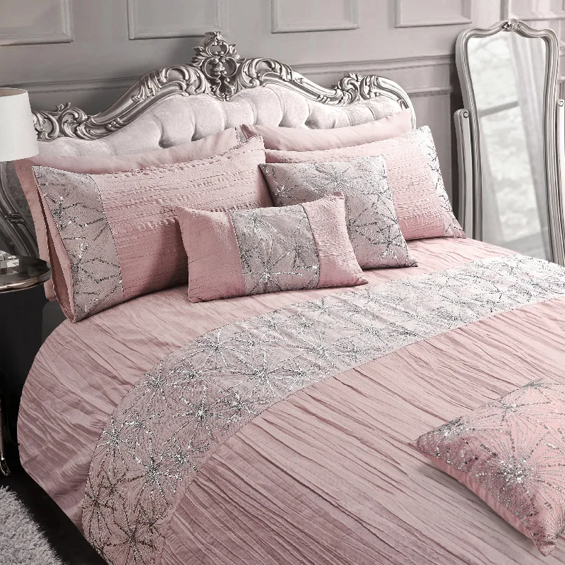 Shop & Save Intimates Marini Crinkle Sequin Pleated Pink Duvet Cover & Pillowcase Set Shop & Save Intimates Marini Crinkle Sequin Pleated Pink Duvet Cover & Pillowcase Set