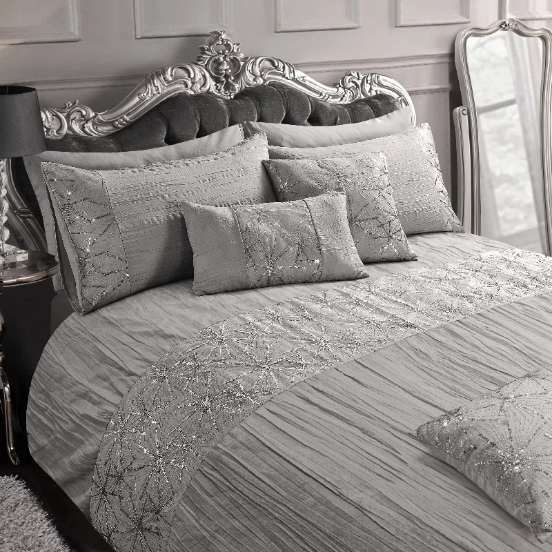 Limited Stock Intimates Marini Sequin Pleated Crinkle Silver Duvet Cover & Pillowcase Set Limited Stock Intimates Marini Sequin Pleated Crinkle Silver Duvet Cover & Pillowcase Set