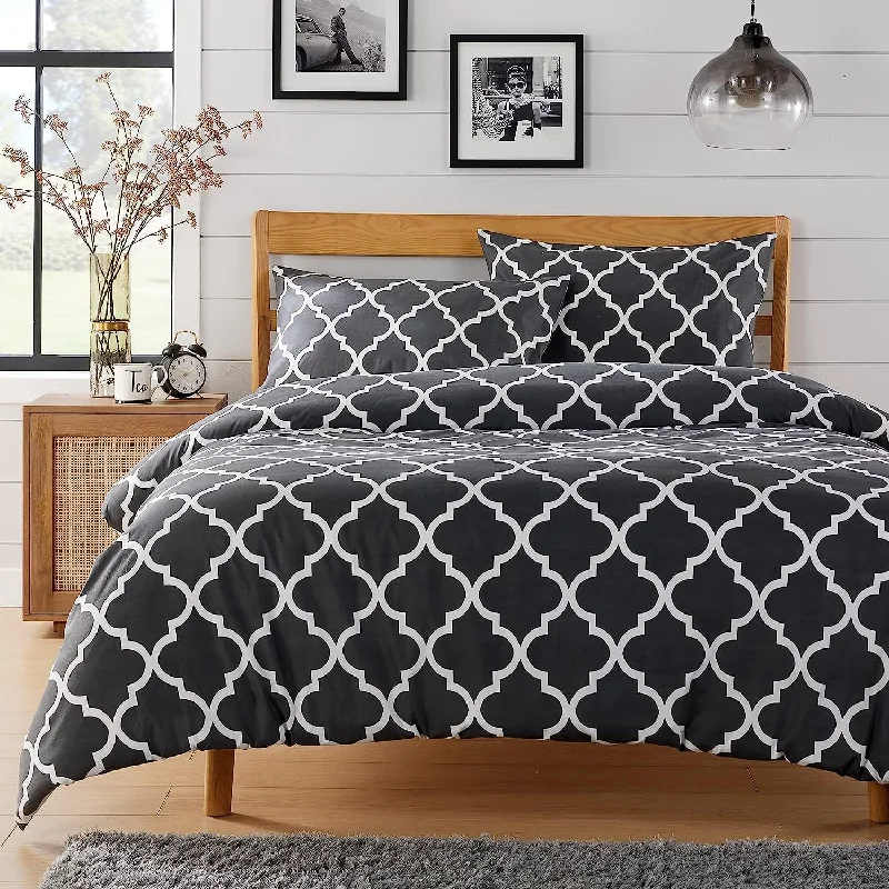 Weekend Mega Deals Marrakesh Grey Printed Duvet Cover Set Luxurious Easy Care Polyester Blend Bedding with Pillowcases for Master Bedroom Guest Rooms Dorms Durable and Comfortable by OLIVIA ROCCO Weekend Mega Deals Marrakesh Grey Printed Duvet Cover Set Luxurious Easy Care Polyester Blend Bedding with Pillowcases for Master Bedroom Guest Rooms Dorms Durable and Comfortable by OLIVIA ROCCO