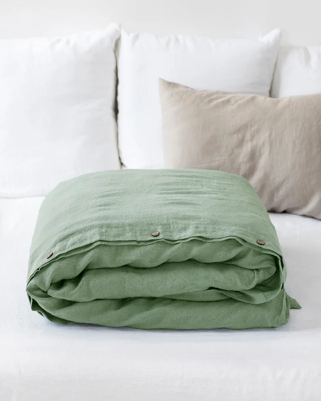 Weekend Deals Matcha green linen duvet cover