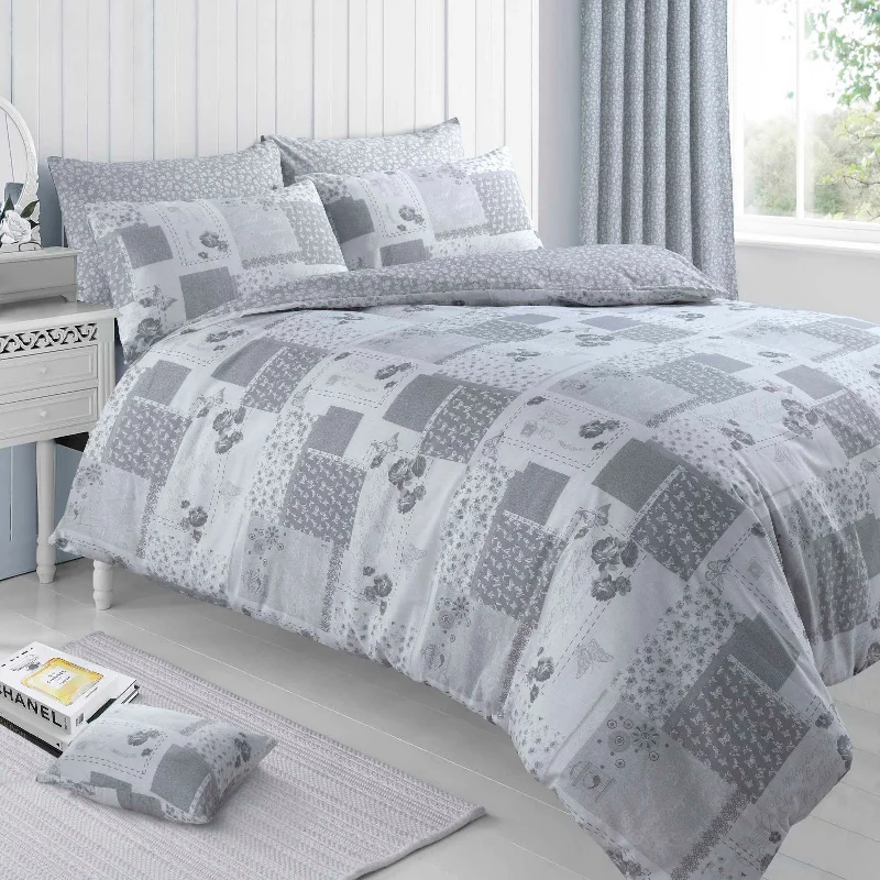 Weekend Special Velosso Maya Floral Patchwork Grey Duvet Cover & Pillowcase Set