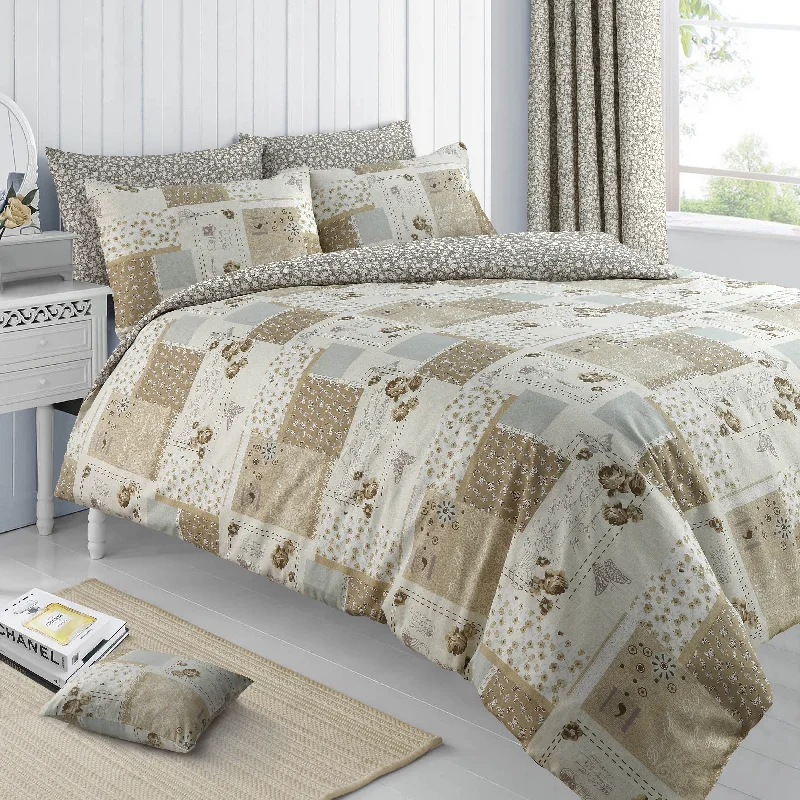 Only for You Velosso Maya Floral Patchwork Natural Duvet Cover & Pillowcase Set