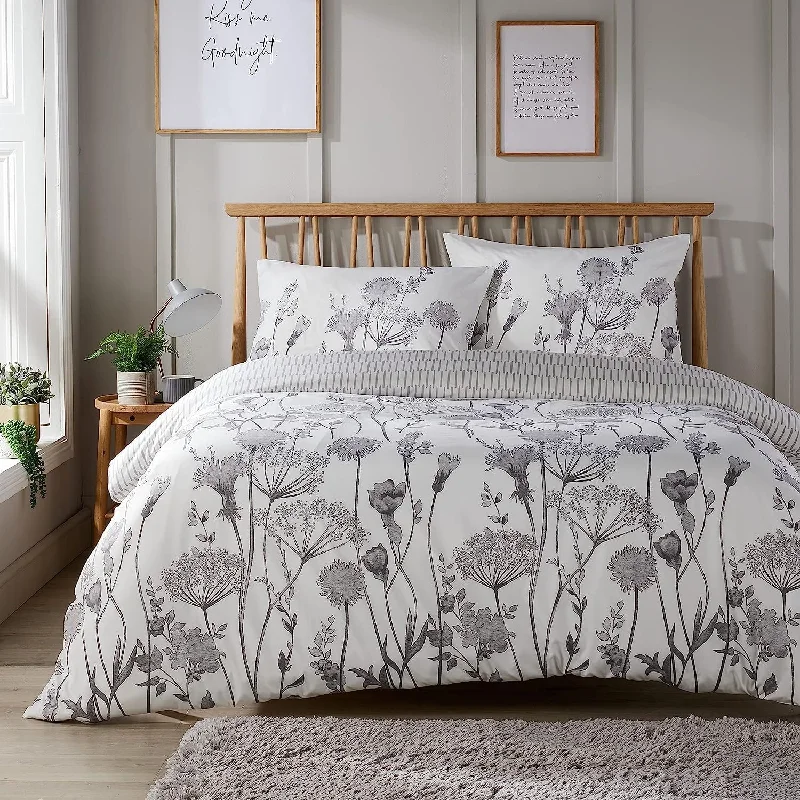 Weekend Super Savings Meadow Grey Reversible Duvet Cover Set with Pillowcases Stylish Chic Design Durable Breathable Polyester Quilt Cover for Master Guest Rooms by OLIVIA ROCCO Weekend Super Savings Meadow Grey Reversible Duvet Cover Set with Pillowcases Stylish Chic Design Durable Breathable Polyester Quilt Cover for Master Guest Rooms by OLIVIA ROCCO