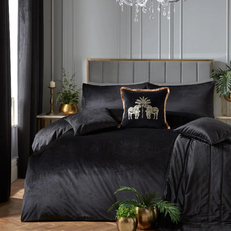 Weekend Sale Day Montrose Velvet Duvet Cover Set Black