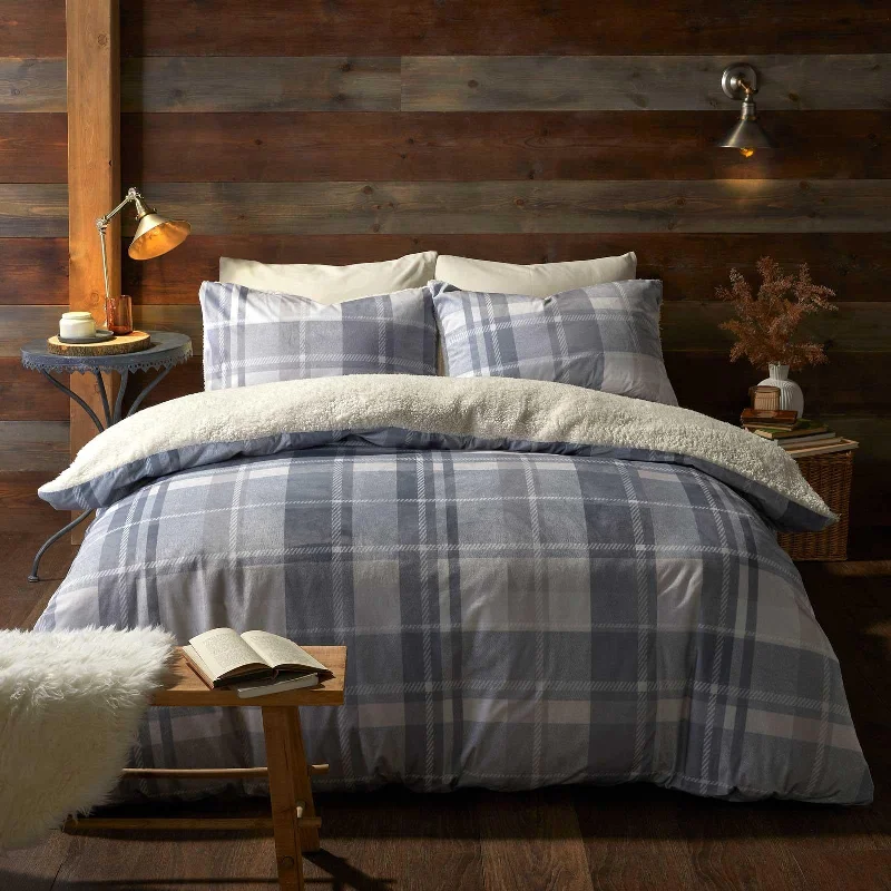 Hot Deals Mulford Check Duvet Cover Set Grey