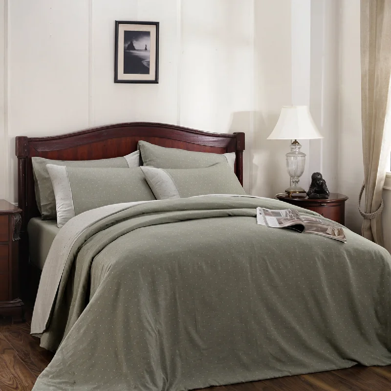 Shop Now, Save More Muted Dot Reversible Made With Egyptian Cotton Ultra Soft Green Duvet Cover with Pillow Case Shop Now, Save More Muted Dot Reversible Made With Egyptian Cotton Ultra Soft Green Duvet Cover with Pillow Case