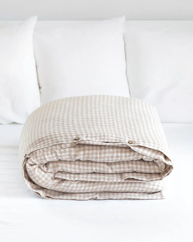 Hurry, Don’t Miss Out Natural gingham linen duvet cover
