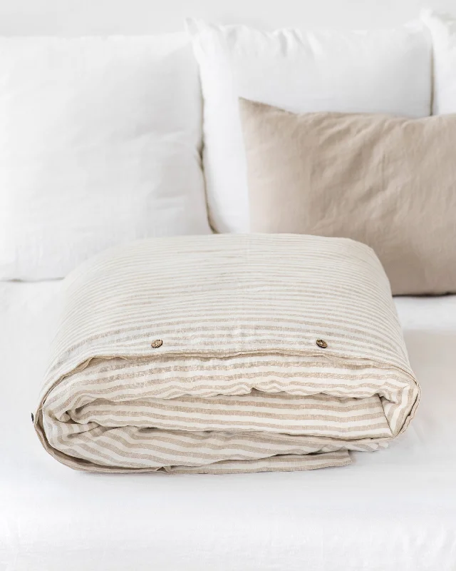 Weekend Shopping Highlights Striped in natural linen duvet cover