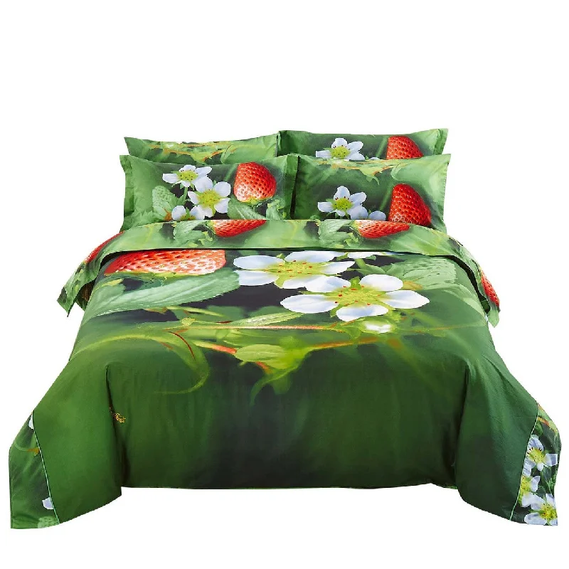 Shop & Get More Nature Strawberry Duvet Cover Bedding Set Twin XL or Queen Luxury Designer Ensemble Green Red Shop & Get More Nature Strawberry Duvet Cover Bedding Set Twin XL or Queen Luxury Designer Ensemble Green Red