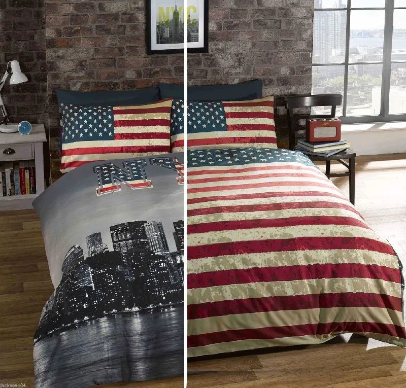 Bargain Alert USA American Flag / NYC New York Skyline Duvet Cover Bedding Twin Full or Queen Patriotic Comforter Cover Set Reversible Bargain Alert USA American Flag / NYC New York Skyline Duvet Cover Bedding Twin Full or Queen Patriotic Comforter Cover Set Reversible