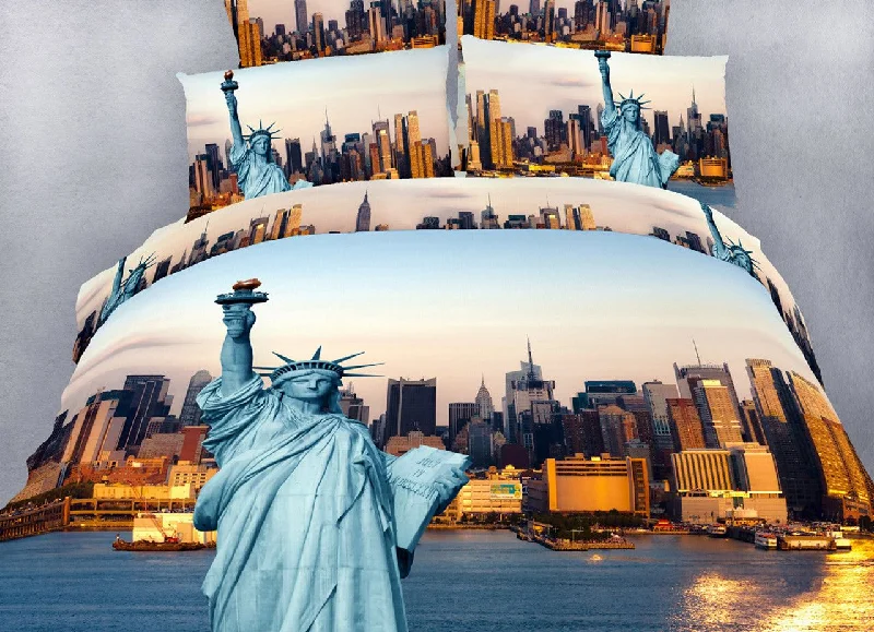 Crazy Price Cuts Luxury Cotton NYC New York Statue of Liberty Manhattan Bedding Twin Full/Queen King Duvet Cover Set Designer Ensemble Crazy Price Cuts Luxury Cotton NYC New York Statue of Liberty Manhattan Bedding Twin Full/Queen King Duvet Cover Set Designer Ensemble