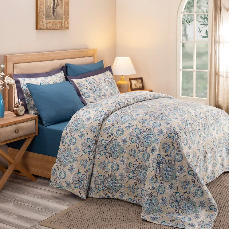 Weekend Only Sale Nouveau Tradition Lawn Rerun Blue Duvet Cover with Pillow Case