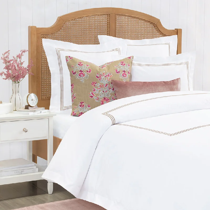 Seasonal Discounts Octavia Taupe Embroidered Percale Duvet Cover