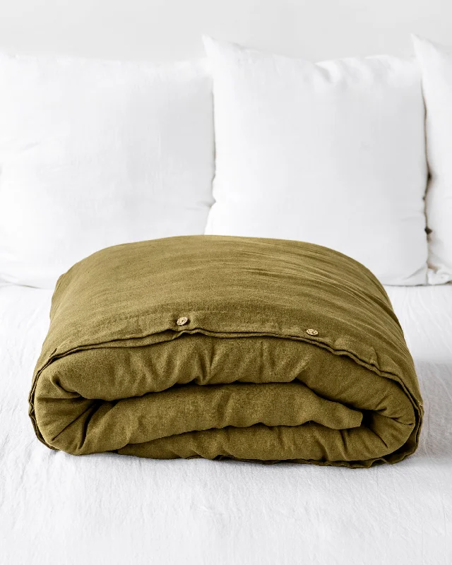 Weekend Deals Galore Olive green linen duvet cover
