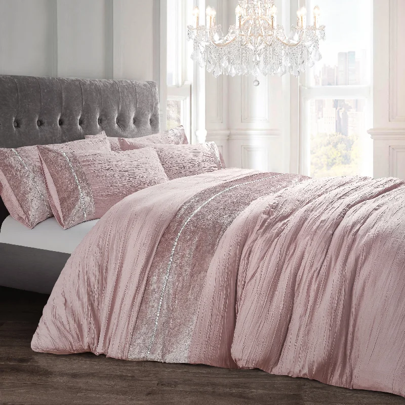 Today's Offer Velosso Orleans Diamante Blush Pink Duvet Cover & Pillowcase Set