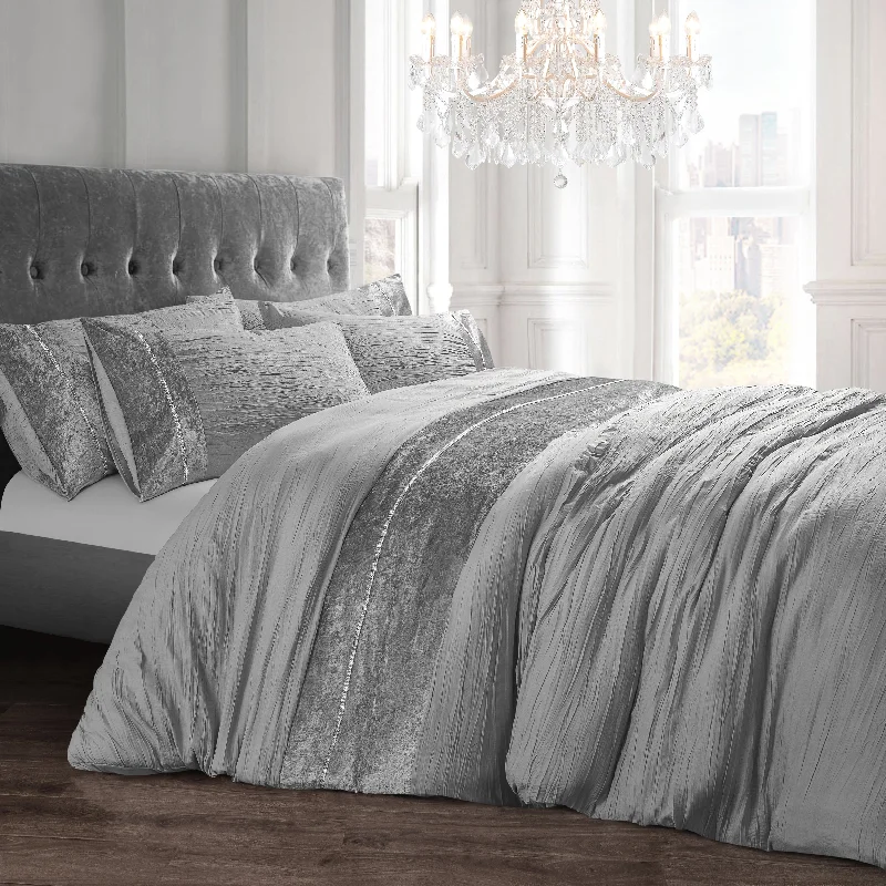 Mega Discounts Velosso Orleans Diamante Silver Duvet Cover & Pillowcase Set