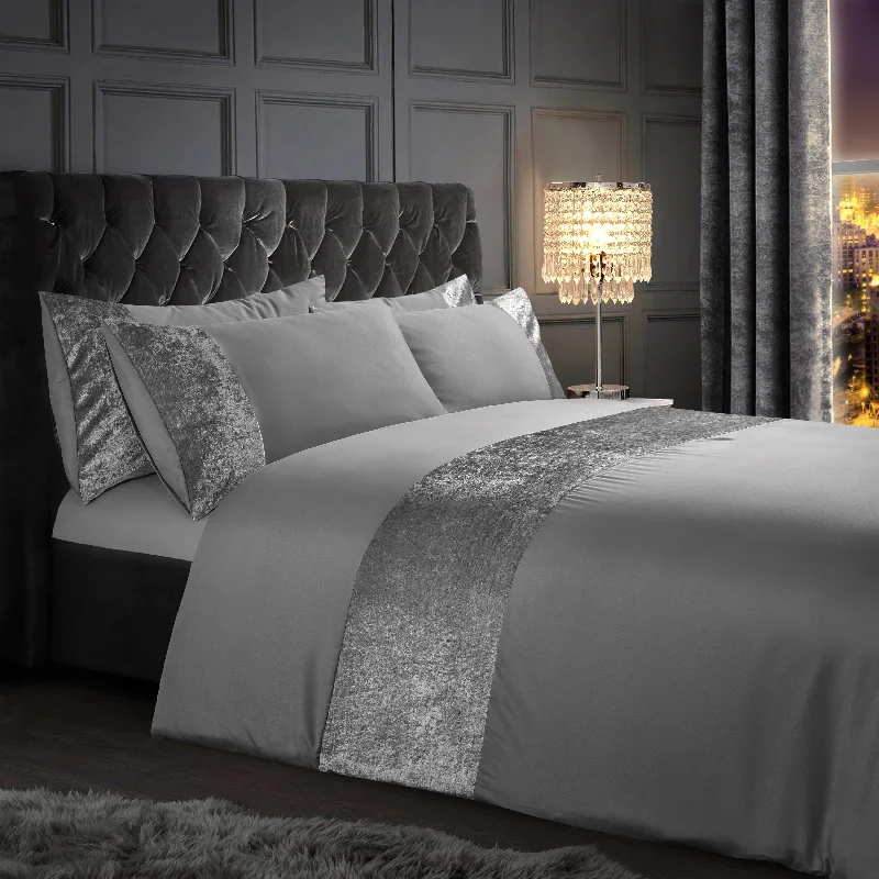 Clearance Event Velosso Orleans Silver Duvet Cover & Pillowcase Set