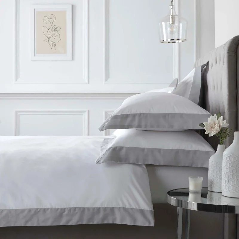 Massive Savings Event Oxford Edge 100% Cotton White Duvet Cover Set