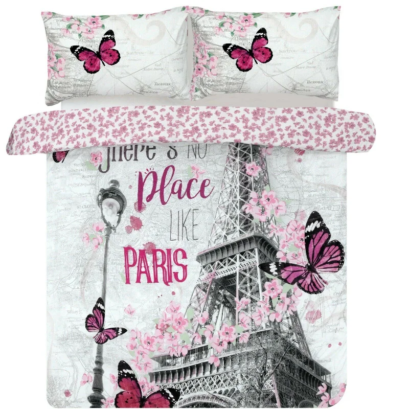 Weekend Shopping Rush Romantic Eiffel Tower Paris Bedding Full Duvet Cover Set Pink Flowers & Butterflies Weekend Shopping Rush Romantic Eiffel Tower Paris Bedding Full Duvet Cover Set Pink Flowers & Butterflies