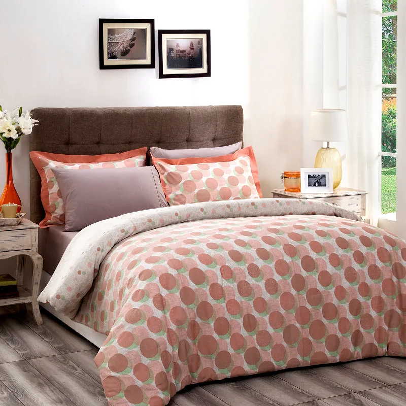 Shop More, Save More Patina Impression Diagonal Horizon Plain & Printed Reversible 100% Cotton Super Soft Peach Duvet Cover with Pillow Case Shop More, Save More Patina Impression Diagonal Horizon Plain & Printed Reversible 100% Cotton Super Soft Peach Duvet Cover with Pillow Case