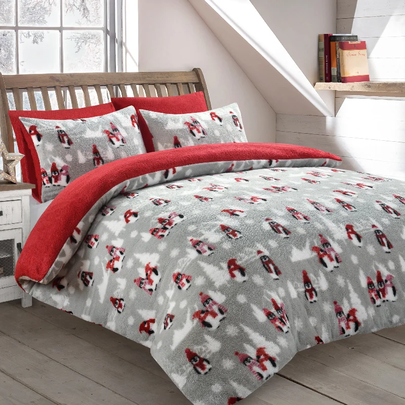 Limited-Time Discount Velosso Penguins Teddy Fleece Duvet Cover & Pillowcase Set