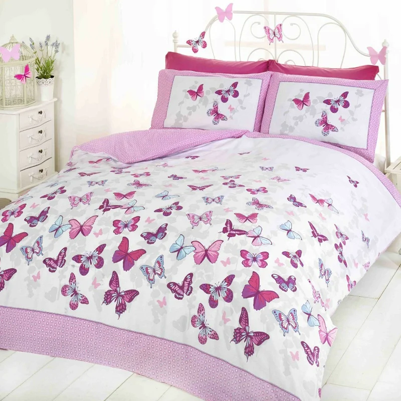 Unseen Savings Pink Fluttering Butterfly Girl Bedding Duvet Comforter Cover Set Twin or Full Size Unseen Savings Pink Fluttering Butterfly Girl Bedding Duvet Comforter Cover Set Twin or Full Size