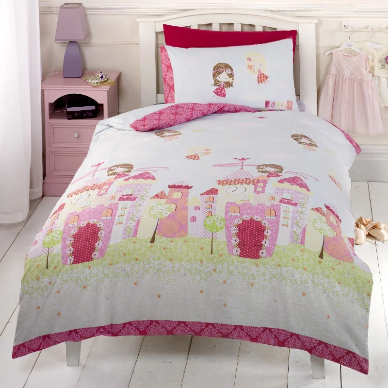 Flash Shopping Deal Princess Fairy Castle Girl Bedding Twin Pink Green Duvet Cover / Comforter Cover Set Flash Shopping Deal Princess Fairy Castle Girl Bedding Twin Pink Green Duvet Cover / Comforter Cover Set