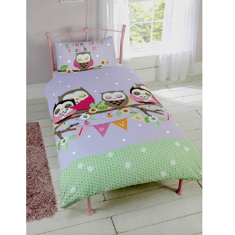 Limited Time Only Love Sleeping Owls Lavender Twin Girl Bedding Duvet / Comforter Cover Set Limited Time Only Love Sleeping Owls Lavender Twin Girl Bedding Duvet / Comforter Cover Set