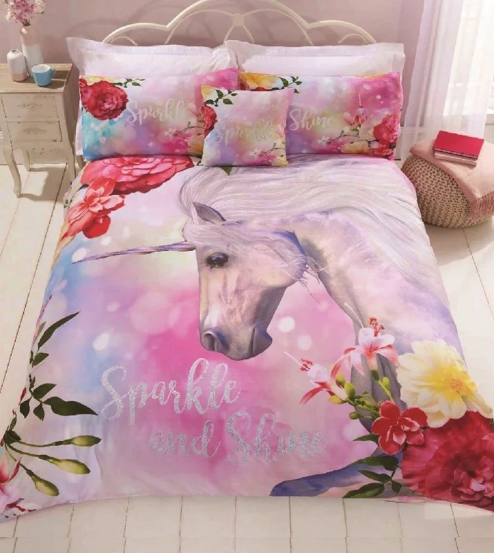 Offer Ending Soon Pink Sparkling Unicorn Bedding Duvet / Comforter Cover Set Twin Full Queen with Glitter Offer Ending Soon Pink Sparkling Unicorn Bedding Duvet / Comforter Cover Set Twin Full Queen with Glitter