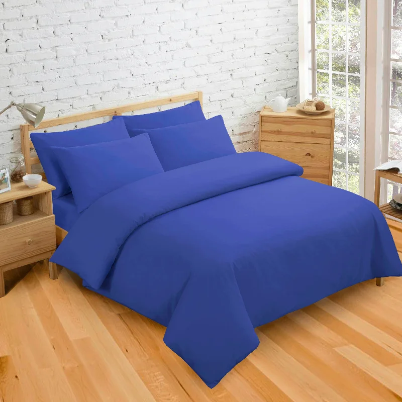 Best Offers Velosso Plain Dyed Blue Duvet Cover & Pillowcase Set