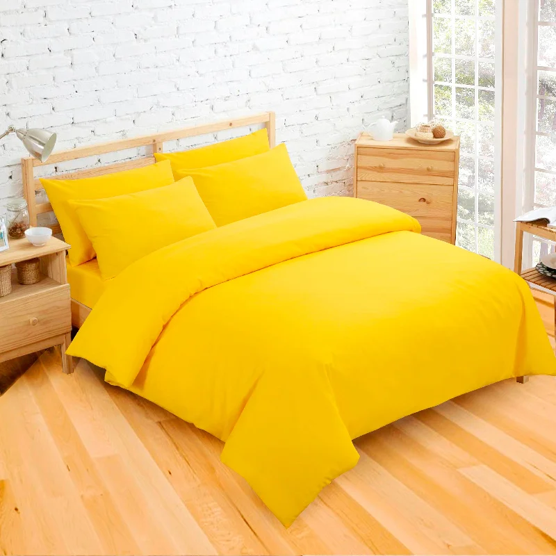 Super Savings Velosso Plain Dyed Yellow Duvet Cover & Pillowcase Set