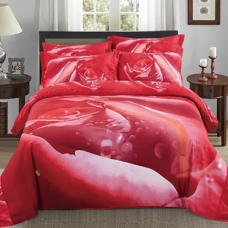 Unbeatable Flash Deals Luxury Cotton Red Rose Print Duvet Cover Queen Bedding Set Designer Ensemble Unbeatable Flash Deals Luxury Cotton Red Rose Print Duvet Cover Queen Bedding Set Designer Ensemble