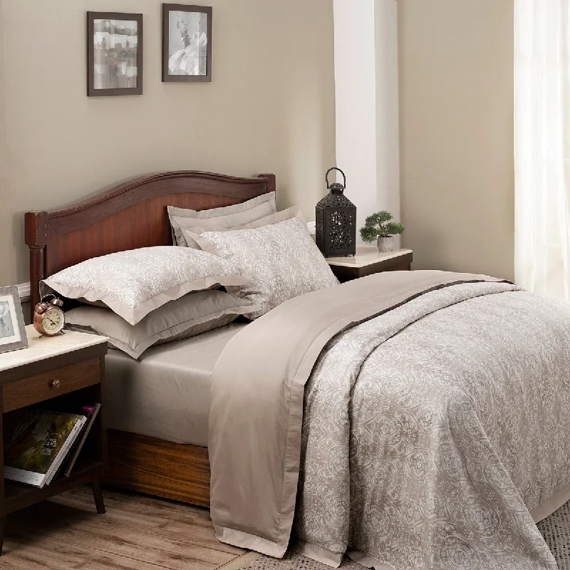 Shop & Save Today Regal Bliss Lucille Plain & Printed Reversible 100% Cotton Super Soft Neutral Duvet Cover with Pillow Case Shop & Save Today Regal Bliss Lucille Plain & Printed Reversible 100% Cotton Super Soft Neutral Duvet Cover with Pillow Case