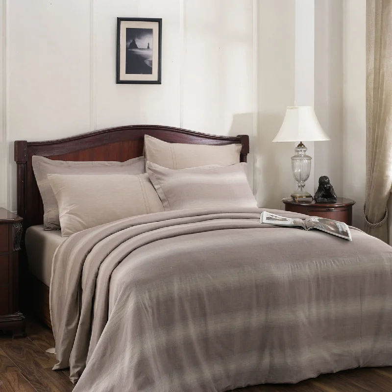 Shop & Save Big Rhythmic Stripe Reversible Made With Egyptian Cotton Ultra Soft Nurture Brown/Chinchilla Duvet Cover with Pillow Case Shop & Save Big Rhythmic Stripe Reversible Made With Egyptian Cotton Ultra Soft Nurture Brown/Chinchilla Duvet Cover with Pillow Case