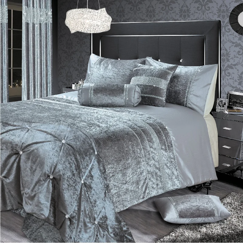 Offer Ending Soon Intimates Rienzo Crushed Velvet Diamante Silver Duvet Cover & Pillowcase Set Offer Ending Soon Intimates Rienzo Crushed Velvet Diamante Silver Duvet Cover & Pillowcase Set