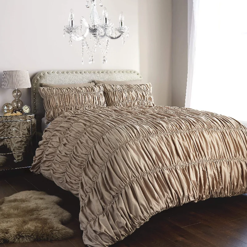 One-Day Sale Ruched Ruffles Cotton Rich Luxurious Duvet Set Elegant Bedroom Décor Comfortable Bedding Multiple Sizes and Colours OEKO-TEX Certified by OLIVIA ROCCO