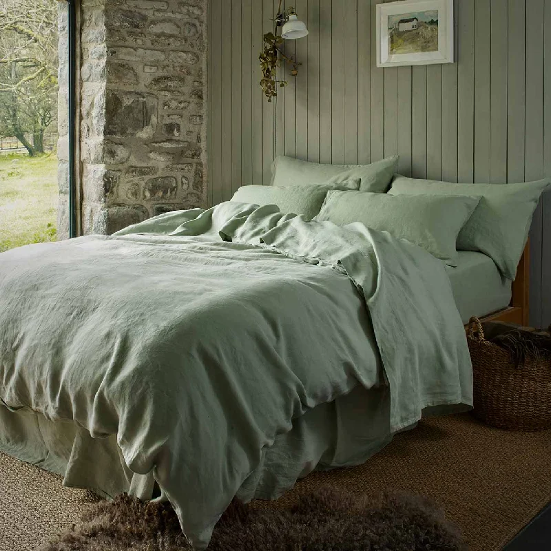 Weekend Clearance Frenzy Sage Green 100% Linen Duvet Cover