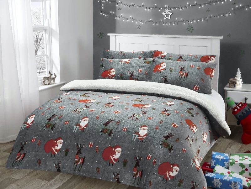 Weekend Only Deals Santa Christmas Presents Reversible Teddy Fleece Duvet Cover Set Luxurious Faux Fur Bedding, Warm and Cozy Holiday Comfort OEKO-TEX Certified by OLIVIA ROCCO Weekend Only Deals Santa Christmas Presents Reversible Teddy Fleece Duvet Cover Set Luxurious Faux Fur Bedding, Warm and Cozy Holiday Comfort OEKO-TEX Certified by OLIVIA ROCCO