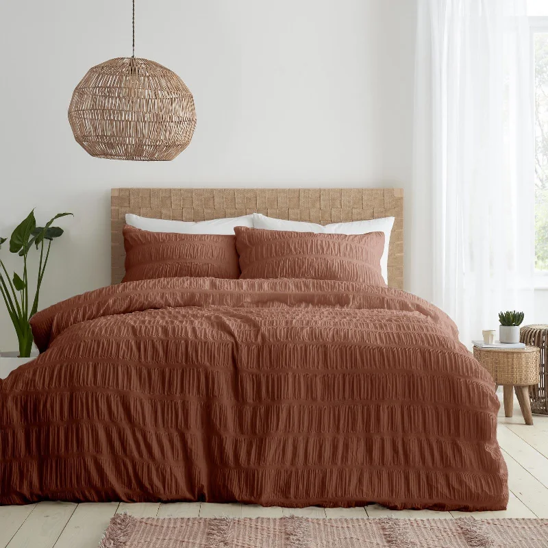 Flash Sale Seersucker Duvet Cover Set Terracotta