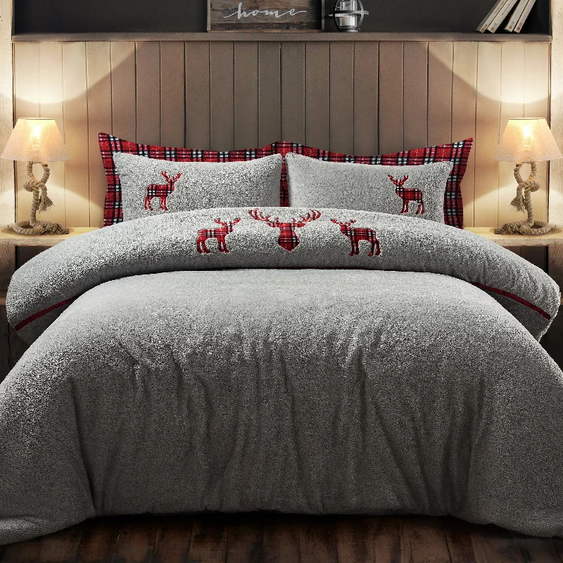 Exclusive Savings Velosso Stag Check Silver Teddy Fleece Duvet Cover & Pillowcase Set Exclusive Savings Velosso Stag Check Silver Teddy Fleece Duvet Cover & Pillowcase Set