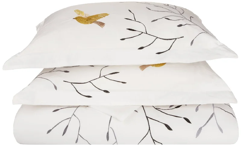 Limited-Time Flash Deal Superior Embroidered Modern Bird and Nature Cotton Duvet Cover and Pillow Sham Set Limited-Time Flash Deal Superior Embroidered Modern Bird and Nature Cotton Duvet Cover and Pillow Sham Set