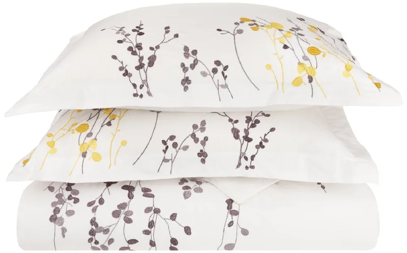 Exclusive Weekly Sale Superior Modern Floral Embroidered Cotton Duvet Cover and Pillow Sham Set Exclusive Weekly Sale Superior Modern Floral Embroidered Cotton Duvet Cover and Pillow Sham Set