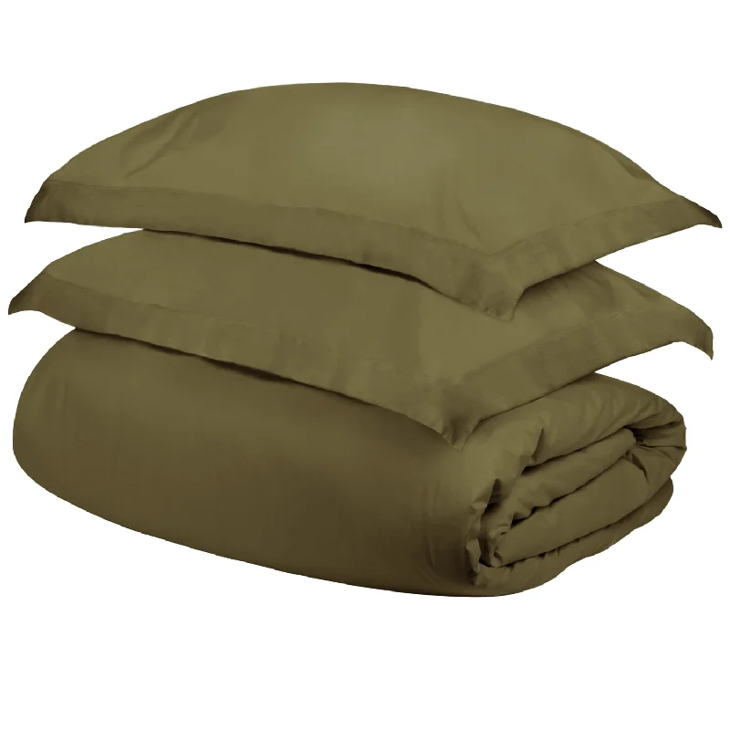 Season-End Deals Superior Solid 400-Thread Count Egyptian Cotton Duvet Cover and Pillow Sham Set