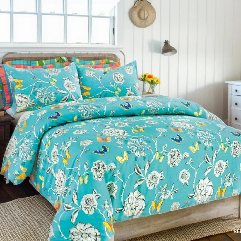 Weekend Mega Sale Event Tache Butterfly Wonderland Cotton Aqua Floral Duvet Cover (2142)