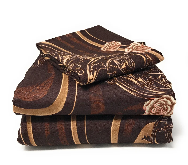 Weekend Clearance Frenzy Tache Melted Gold Brown Floral Duvet Cover Twin (2815)