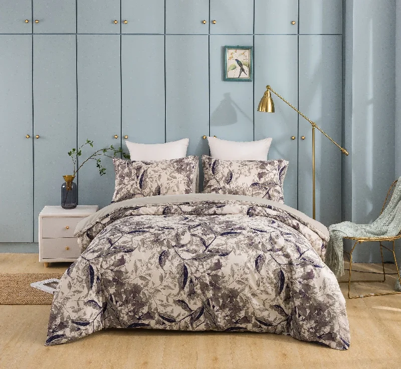 Weekend Discount Rush Tache Microfiber Abstract Wispy Leaf Taupe Grey Duvet Cover (JHW-843) Weekend Discount Rush Tache Microfiber Abstract Wispy Leaf Taupe Grey Duvet Cover (JHW-843)