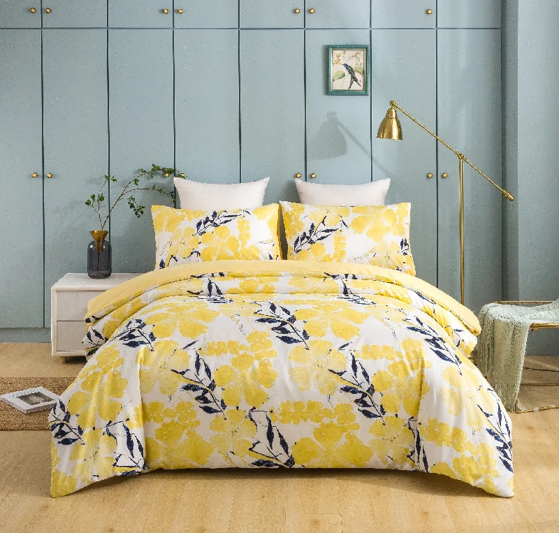 Weekend Best Deals Tache Microfiber Watercolor Tropical Floral Yellow Blue Duvet Cover (JHW-841) Weekend Best Deals Tache Microfiber Watercolor Tropical Floral Yellow Blue Duvet Cover (JHW-841)