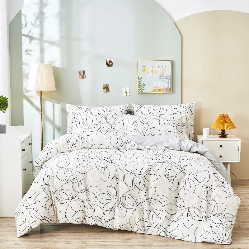 Weekend Super Sale Alert Tache Modern Abstract Leaf Line Art Foliage White Grey Black Gold Reversible Duvet Cover (TJ3571-D) Weekend Super Sale Alert Tache Modern Abstract Leaf Line Art Foliage White Grey Black Gold Reversible Duvet Cover (TJ3571-D)
