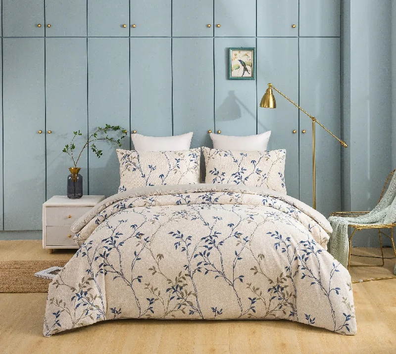 Weekend Deal Fever Tache Poplin Cotton Elegant Leaf Vine Cream Beige Duvet Cover (JHW-842) Weekend Deal Fever Tache Poplin Cotton Elegant Leaf Vine Cream Beige Duvet Cover (JHW-842)
