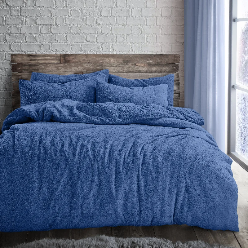 Limited Quantity Velosso French Blue Teddy Fleece Duvet Cover & Pillowcase Set